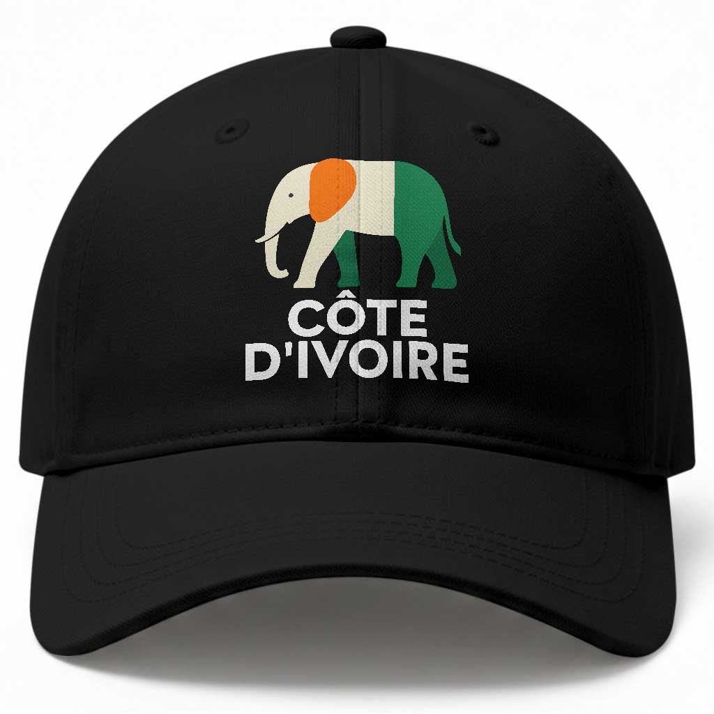 Proud Côte d'Ivoire Elephant Ivory Coast Flag Baseball Cap Ivorian Pride Retro Souvenir TS02 Print Your Wear