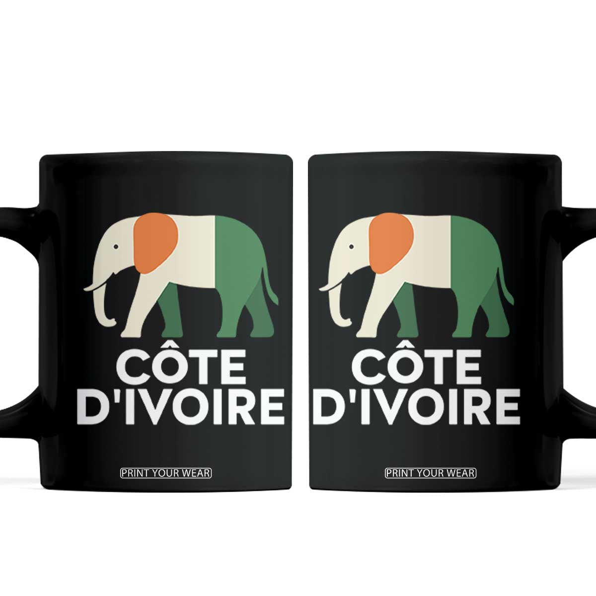 Proud Côte d'Ivoire Elephant Ivory Coast Flag Coffee Mug Ivorian Pride Retro Souvenir TS02 Black Print Your Wear