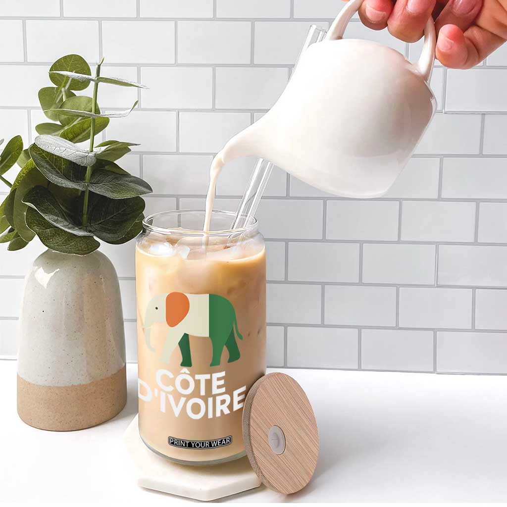 Proud Côte d'Ivoire Elephant Ivory Coast Flag Glass Can Ivorian Pride Retro Souvenir TS02 Print Your Wear