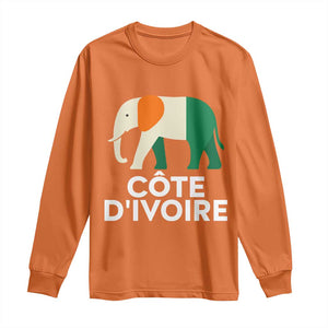 Proud Côte d'Ivoire Elephant Ivory Coast Flag Long Sleeve Shirt Ivorian Pride Retro Souvenir TS02 Orange Print Your Wear