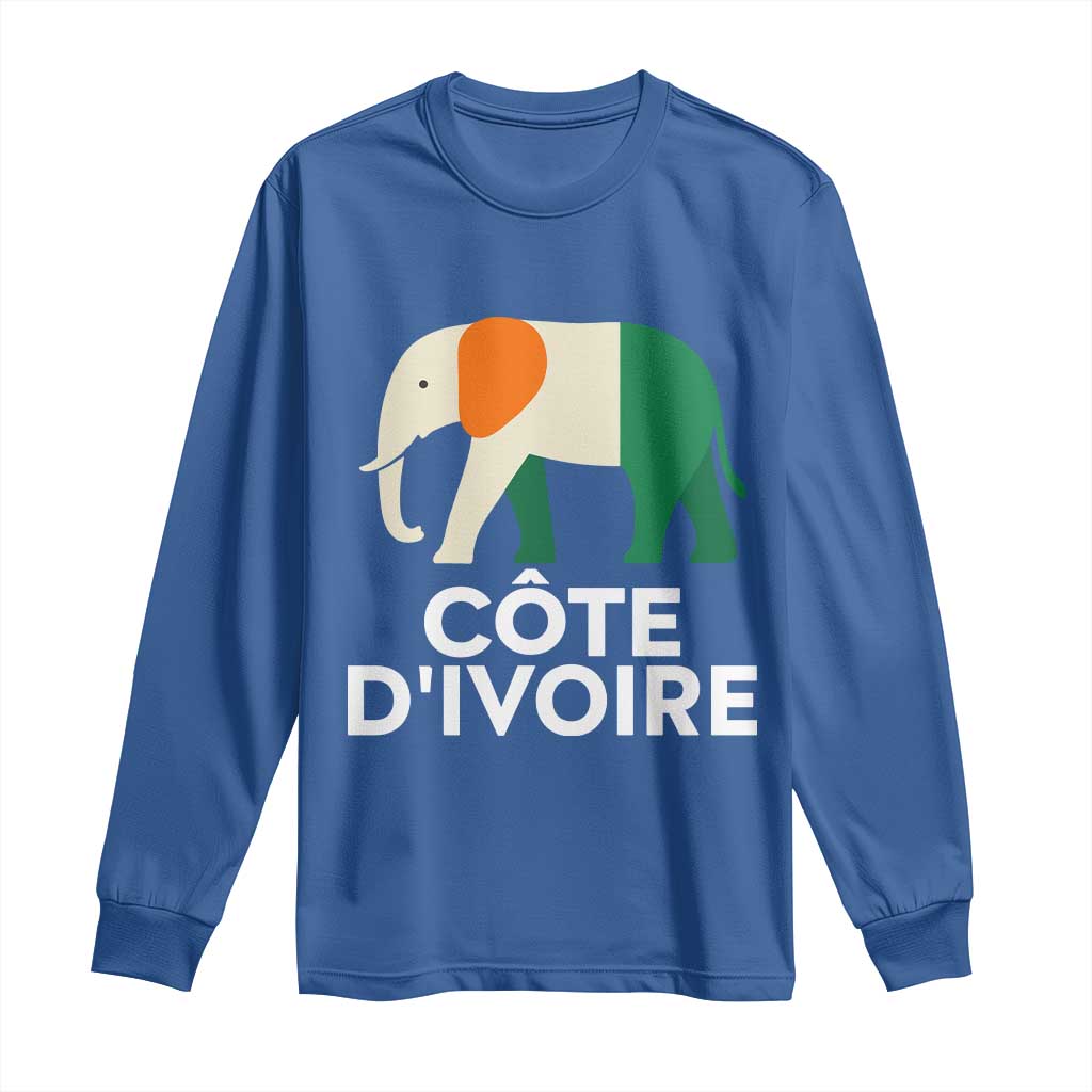 Proud Côte d'Ivoire Elephant Ivory Coast Flag Long Sleeve Shirt Ivorian Pride Retro Souvenir TS02 Royal Blue Print Your Wear