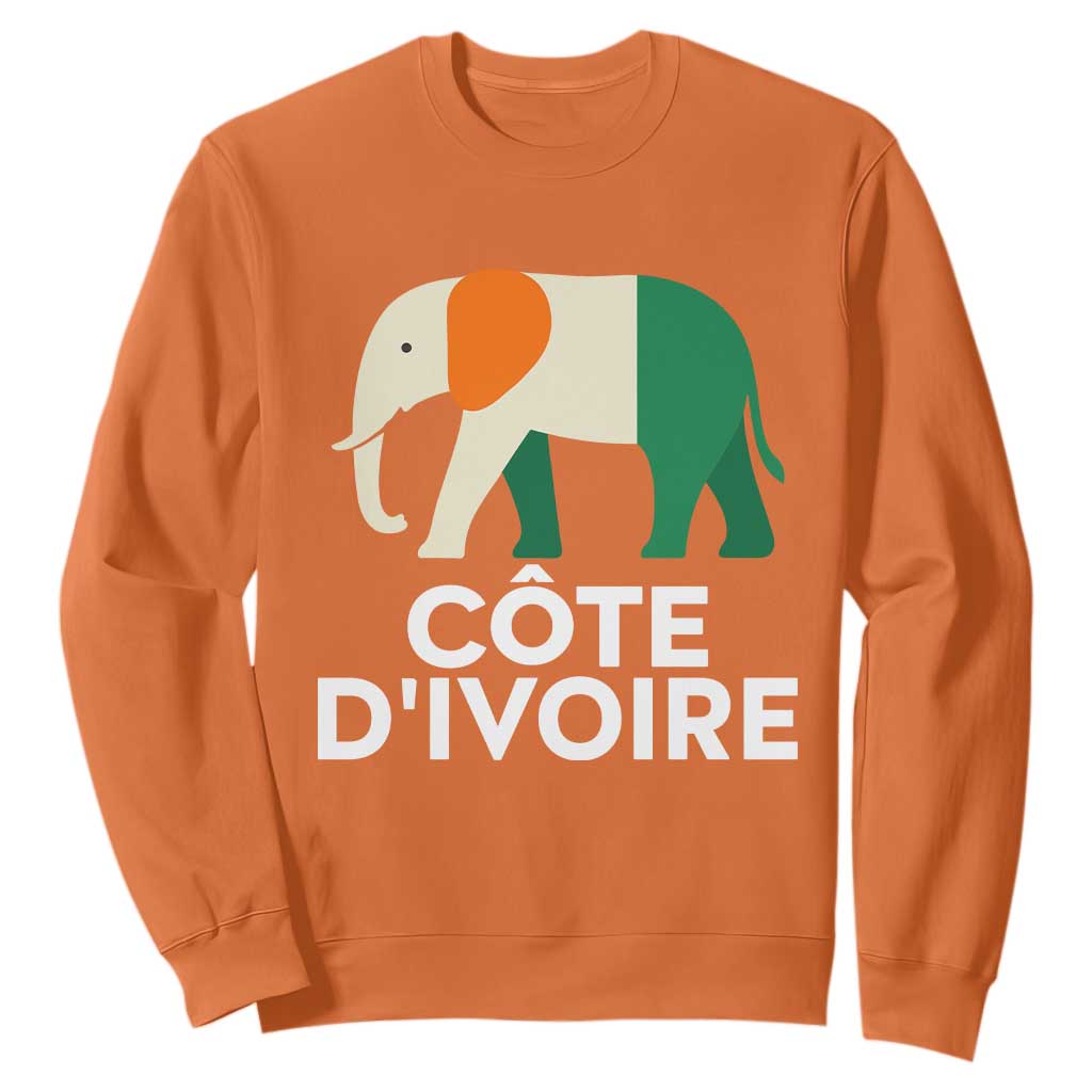 Proud Côte d'Ivoire Elephant Ivory Coast Flag Sweatshirt Ivorian Pride Retro Souvenir TS02 Orange Print Your Wear