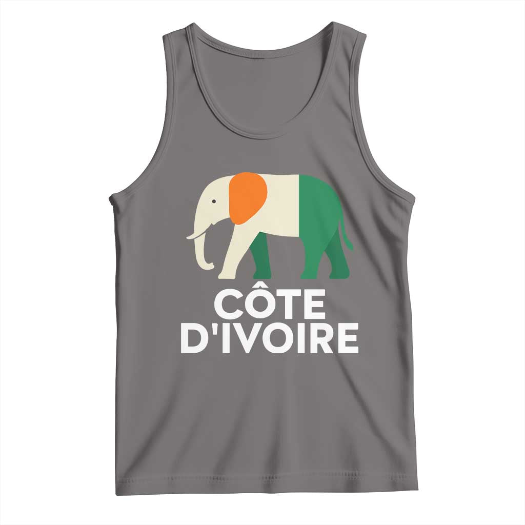 Proud Côte d'Ivoire Elephant Ivory Coast Flag Tank Top Ivorian Pride Retro Souvenir TS02 Deep Heather Print Your Wear