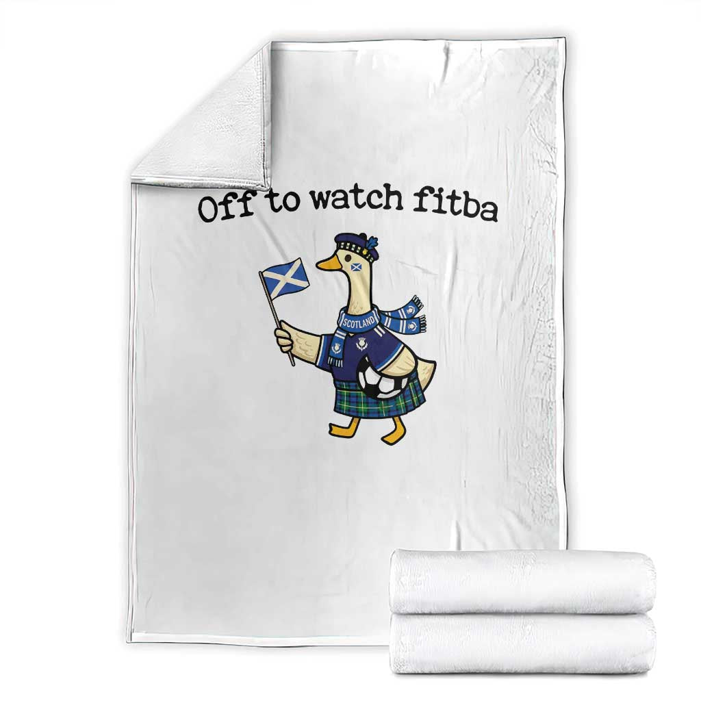 Funny Scottish Goose Scotland Football Throw Blanket Off to Watch Fitba Soccer Fans Meme TS02 White Print Your Wear