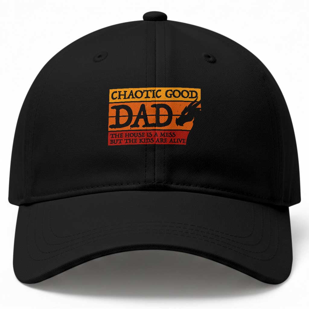 Chaotic Good Dad Funny Tabletop Gamer Parenting Baseball Cap Retro Sunset Vintage Fantasy Graphic TS02 Print Your Wear