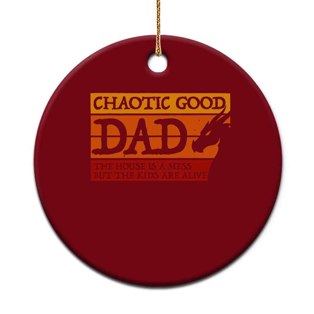 Chaotic Good Dad Funny Tabletop Gamer Parenting Ceramic Ornament Retro Sunset Vintage Fantasy Graphic TS02 1pc Red Print Your Wear