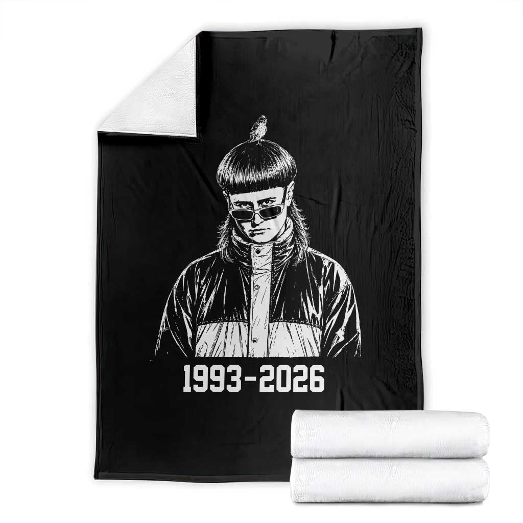 Retro Bowl Cut Music Icon Rip Memorial Throw Blanket 1993 2026 Internet Meme Pop Culture Fan TS02 Black Print Your Wear