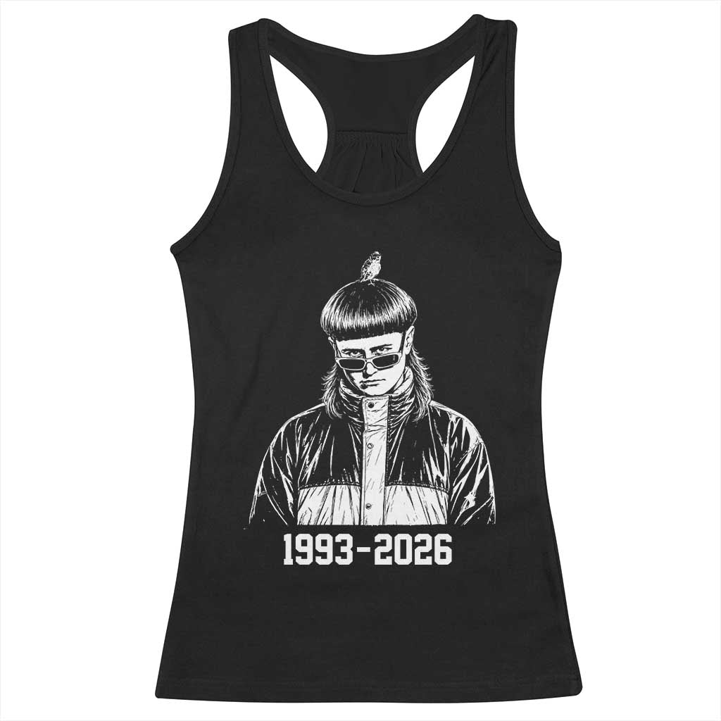 Retro Bowl Cut Music Icon Rip Memorial Racerback Tank Top 1993 2026 Internet Meme Pop Culture Fan TS02 Black Print Your Wear
