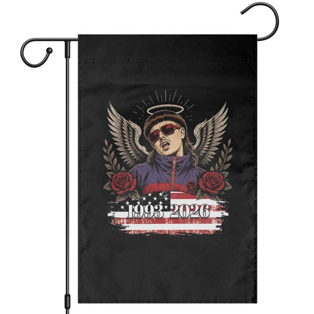 Retro Bowl Cut Music Icon Angel Wings Rest In Peace Garden Flag American Flag Memorial 1993 2026 Pop Culture Fan TS02 Black Print Your Wear