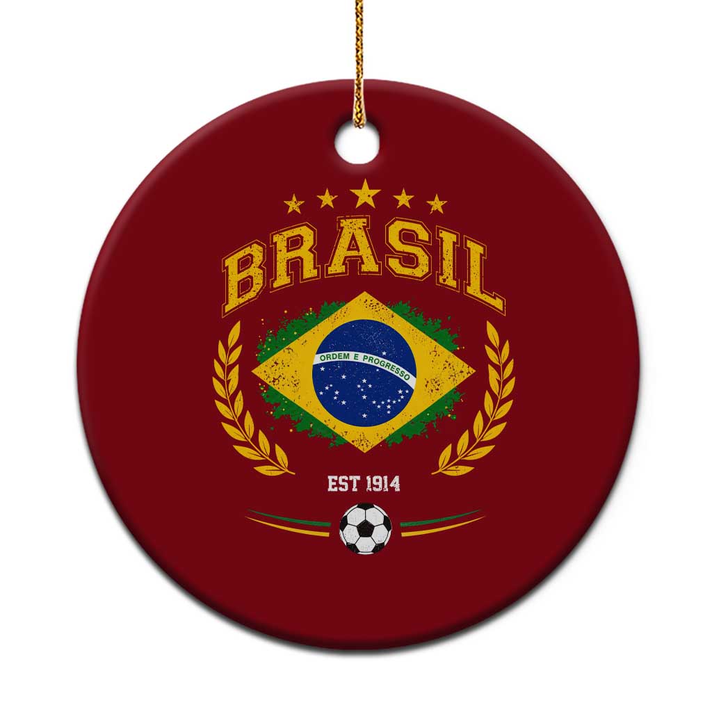 Retro Brasil Soccer Pride Crest Est 1914 Ceramic Ornament Vintage Brazil Flag Futbol Lover Football Fans TS02 1pc Red Print Your Wear