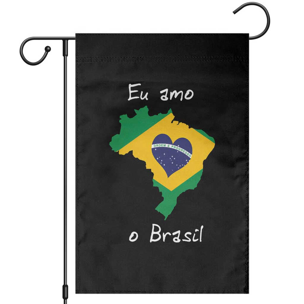 Eu Amo O Brasil Flag Map Garden Flag I Love Brazil Patriotic Heart Brazilian Pride TS02 Black Print Your Wear