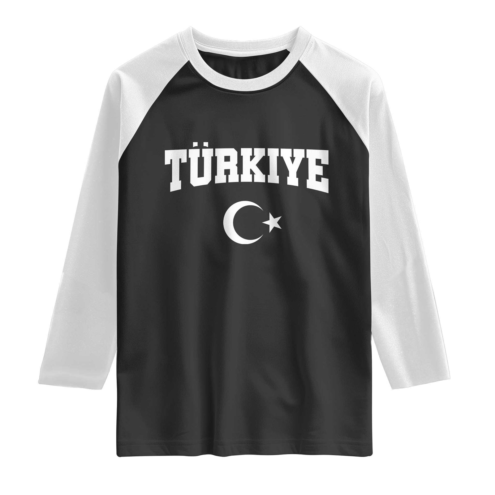 Vintage Proud Türkiye Flag Crescent and Star Raglan Shirt Patriotic Turkish Turkey Heritage Pride TS02 Black White Print Your Wear