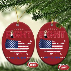 Trump Raised Fist Christmas Ornament Fight American Flag TS02 Oval Red Print Your Wear