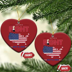 Trump Raised Fist Christmas Ornament Fight American Flag TS02 Heart Red Print Your Wear