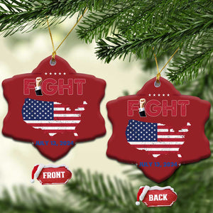 Trump Raised Fist Christmas Ornament Fight American Flag TS02 Snow Flake Red Print Your Wear