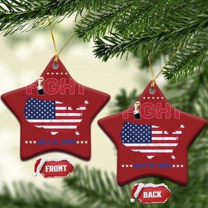 Trump Raised Fist Christmas Ornament Fight American Flag TS02 Star Red Print Your Wear