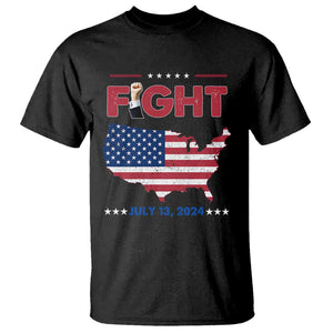 Trump Raised Fist T Shirt Fight Pennsylvania July 13 2024 American Flag TS02 Black Print Your Wear