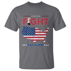 Trump Raised Fist T Shirt Fight Pennsylvania July 13 2024 American Flag TS02 Charcoal Print Your Wear