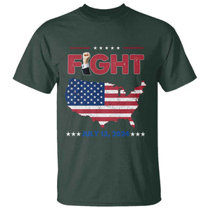 Trump Raised Fist T Shirt Fight Pennsylvania July 13 2024 American Flag TS02 Dark Forest Green Print Your Wear