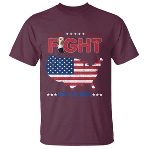 Trump Raised Fist T Shirt Fight Pennsylvania July 13 2024 American Flag TS02 Maroon Print Your Wear