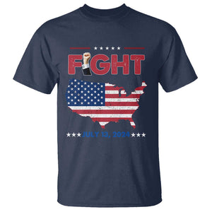 Trump Raised Fist T Shirt Fight Pennsylvania July 13 2024 American Flag TS02 Navy Print Your Wear