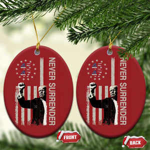 Trump Raised Fist Christmas Ornament Never Surrender President 45 47 US Flag TS02 Oval Red Print Your Wear