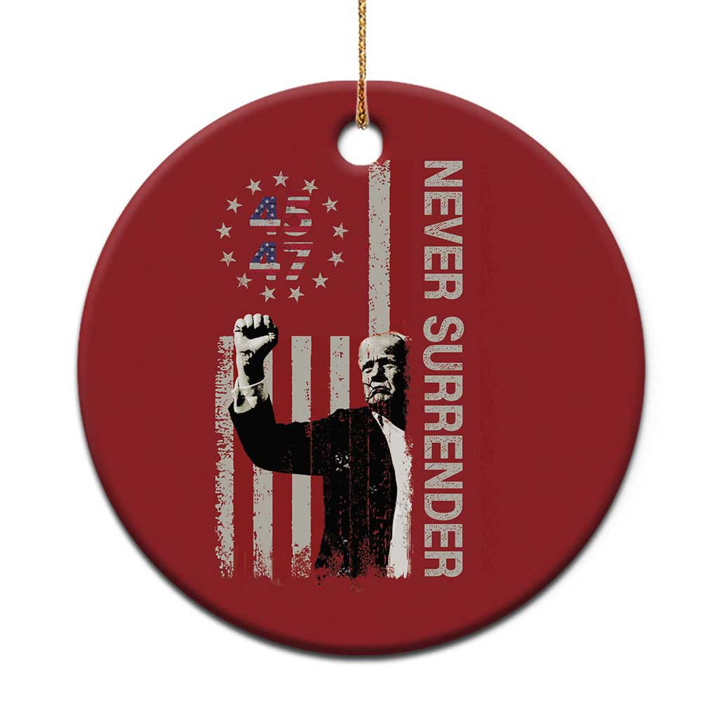 Trump Raised Fist Christmas Ornament Never Surrender President 45 47 US Flag TS02 Print Your Wear