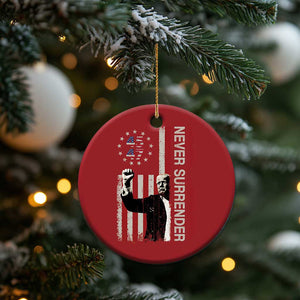 Trump Raised Fist Christmas Ornament Never Surrender President 45 47 US Flag TS02 Print Your Wear