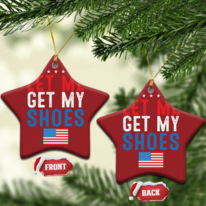 Funny Trump 2024 Christmas Ornament Let Me Get My Shoes American Flag TS02 Star Red Print Your Wear