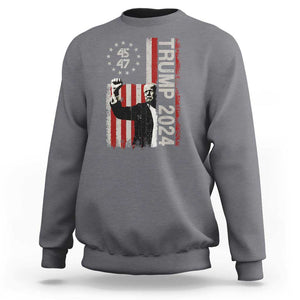 Trump 2024 Sweatshirt President 45 47 American Betsy Ross Flag TS02 Charcoal Print Your Wear