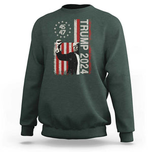 Trump 2024 Sweatshirt President 45 47 American Betsy Ross Flag TS02 Dark Forest Green Print Your Wear