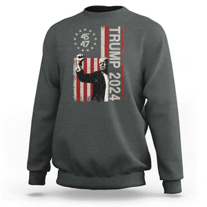 Trump 2024 Sweatshirt President 45 47 American Betsy Ross Flag TS02 Dark Heather Print Your Wear