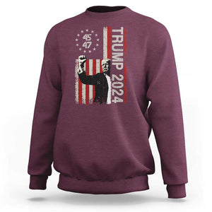 Trump 2024 Sweatshirt President 45 47 American Betsy Ross Flag TS02 Maroon Print Your Wear