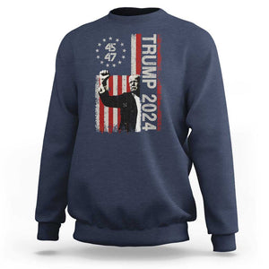 Trump 2024 Sweatshirt President 45 47 American Betsy Ross Flag TS02 Navy Print Your Wear