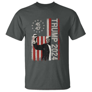 Trump 2024 T Shirt President 45 47 American Betsy Ross Flag TS02 Dark Heather Print Your Wear