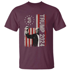 Trump 2024 T Shirt President 45 47 American Betsy Ross Flag TS02 Maroon Print Your Wear