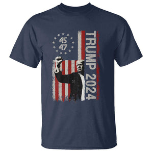 Trump 2024 T Shirt President 45 47 American Betsy Ross Flag TS02 Navy Print Your Wear