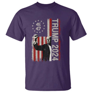 Trump 2024 T Shirt President 45 47 American Betsy Ross Flag TS02 Purple Print Your Wear