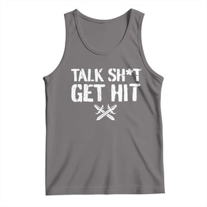 Talk Shit Get Hit Crossed Swords Tank Top Funny Edgy Combat Sports Attitude TS02 Deep Heather Print Your Wear