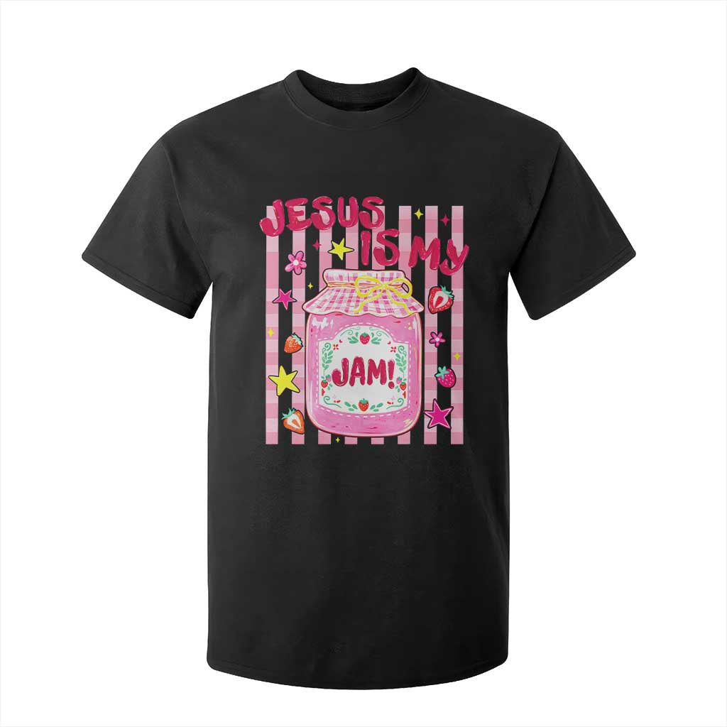 Cute Christian Faith Preppy Graphic T Shirt For Kid Jesus Is My Jam Strawberry Fruit Jar TS02 Black Print Your Wear