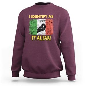 Funny Italian Sweatshirt I Identify As Italian Pride Hand Gesture Italy TS02 Maroon Printyourwear