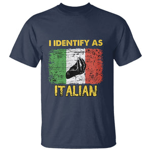 Funny Italian T Shirt I Identify As Italian Pride Hand Gesture Italy TS02 Navy Printyourwear