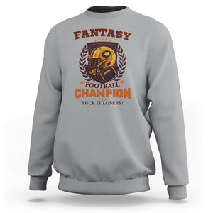 Fantasy Football Sweatshirt Funny Championship Champ Champion Trophy TS02 Sport Gray Printyourwear