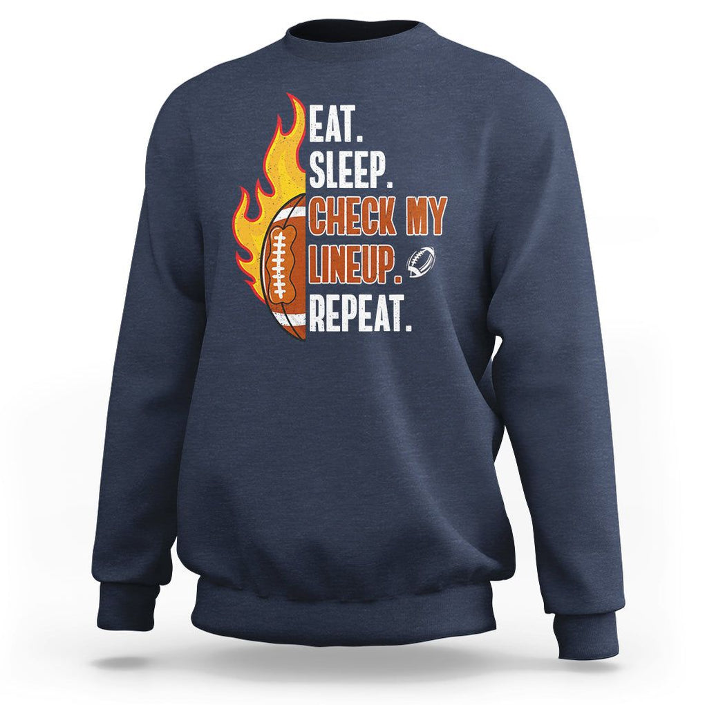 Fantasy Football Sweatshirt Eat Sleep Check My Lineup Repeat Player TS02 Navy Printyourwear