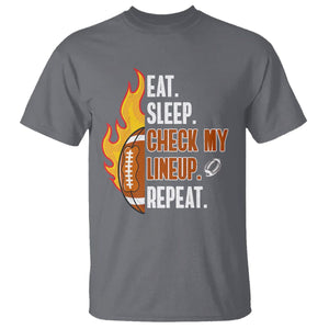 Fantasy Football T Shirt Eat Sleep Check My Lineup Repeat Player TS02 Charcoal Printyourwear