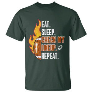 Fantasy Football T Shirt Eat Sleep Check My Lineup Repeat Player TS02 Dark Forest Green Printyourwear