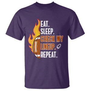 Fantasy Football T Shirt Eat Sleep Check My Lineup Repeat Player TS02 Purple Printyourwear