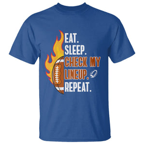 Fantasy Football T Shirt Eat Sleep Check My Lineup Repeat Player TS02 Royal Blue Printyourwear