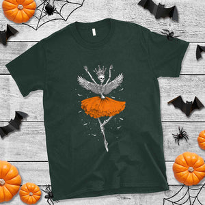 Skeleton Ballerina Tutu Ballet Dance Girl Dancing Skeleton Halloween Costume Girls T Shirt TS02 Dark Forest Green Print Your Wear