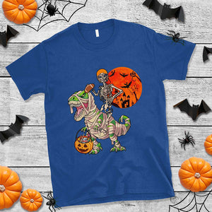 Football Skeleton T Shirt American Football Halloween Skeleton Riding Dinosaur Football Fan TS02 Royal Blue Print Your Wear